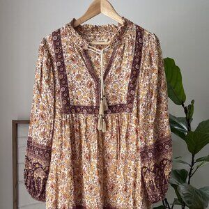 Spell and the Gypsy Collective Sundown Camel Floral Print L/S Mini Dress XL